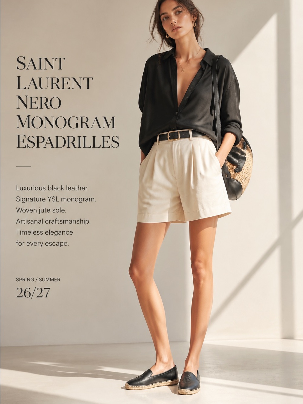 Women’s Saint Laurent Nero Monogram Espadrilles